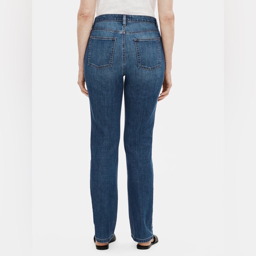 Like New Eileen Fisher Organic Cotton Stretch Straight Jeans High Waist Size: 12 - Picture 3 of 12